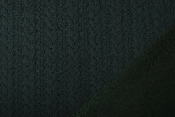 Gebreide Kabel Stof Tricot Donker Groen