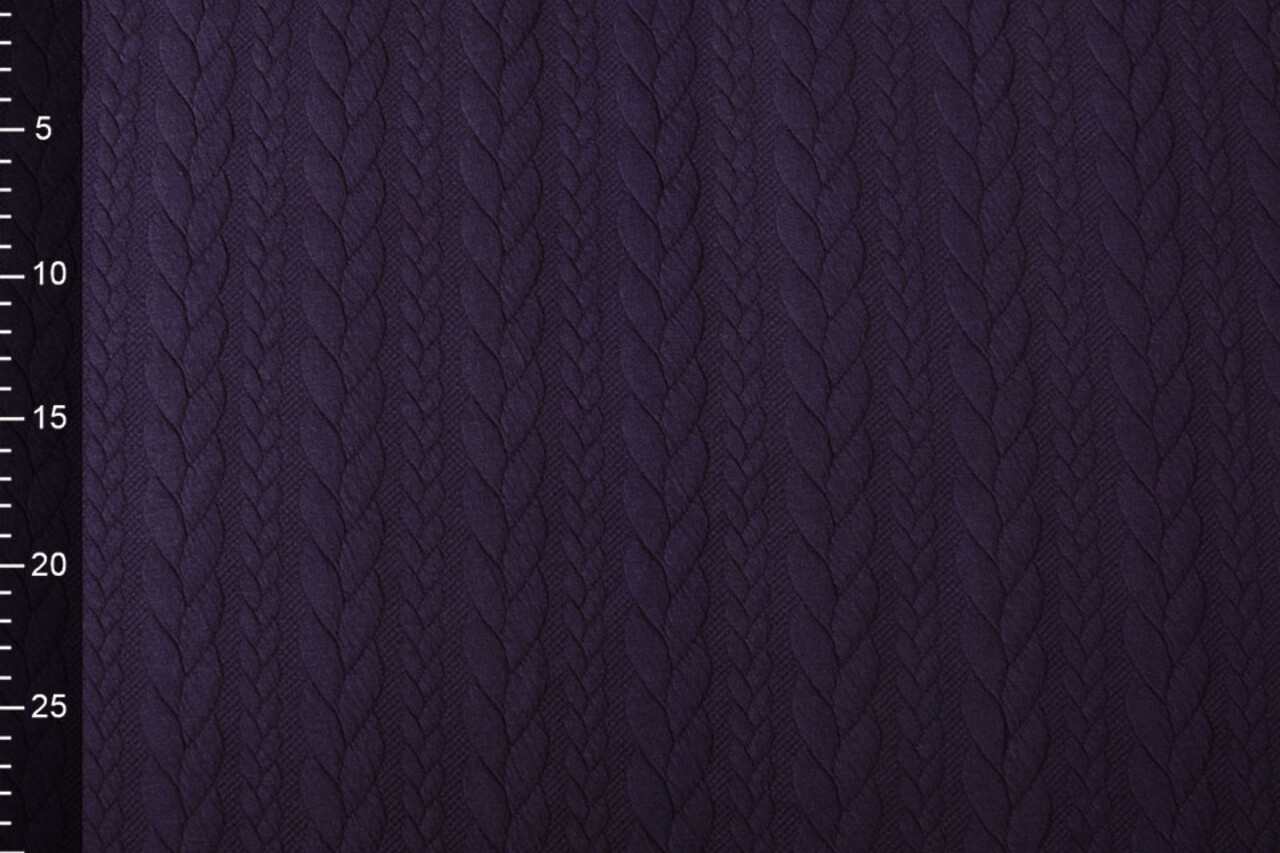 Knitted Cable Fabric Tricot Dark Purple