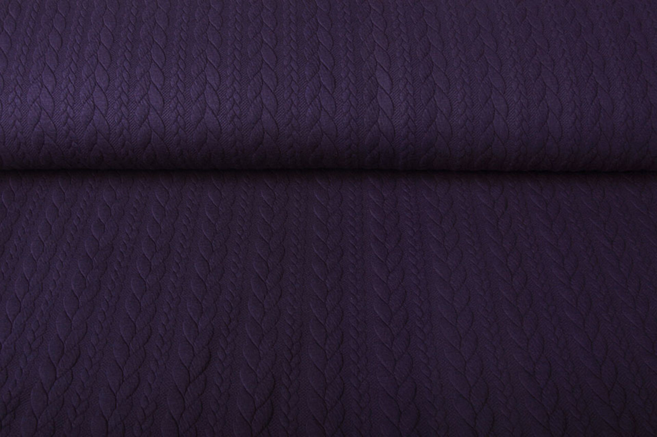 Gebreide Kabel Stof Tricot Donker Paars Gebreide Kabel Stof Tricot Donker Paars
