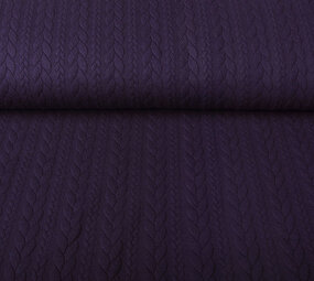 Gebreide Kabel Stof Tricot Donker Paars