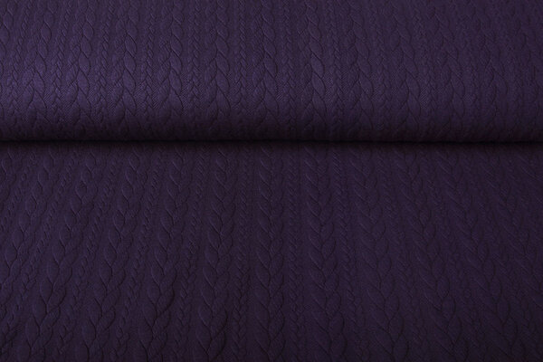 Knitted Cable Fabric Tricot Dark Purple