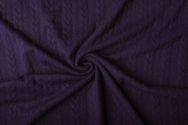 Knitted Cable Fabric Tricot Dark Purple