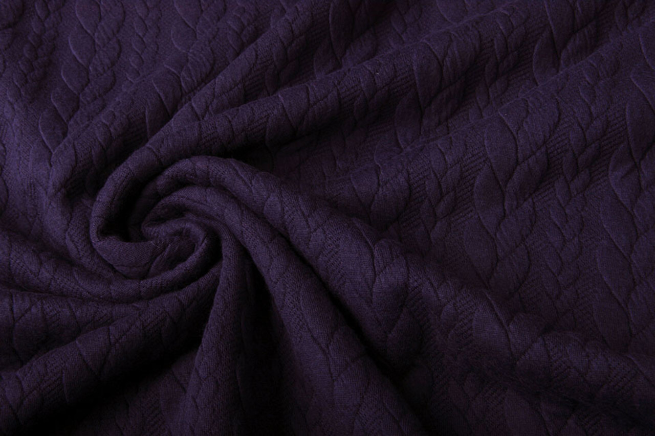 Knitted Cable Fabric Tricot Dark Purple