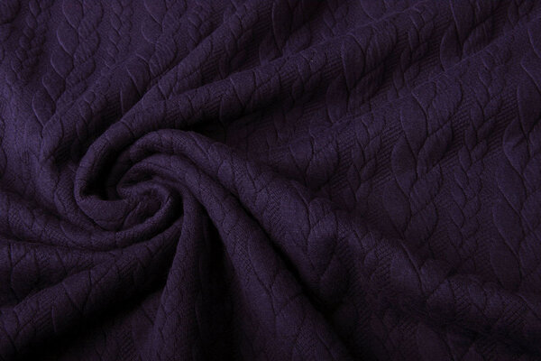 Knitted Cable Fabric Tricot Dark Purple