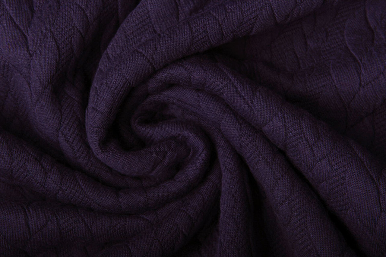 Knitted Cable Fabric Tricot Dark Purple
