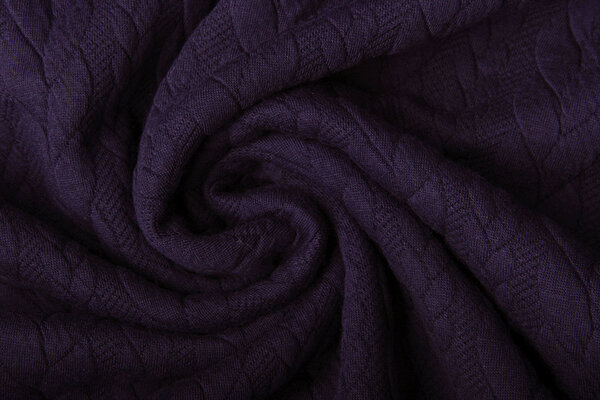 Knitted Cable Fabric Tricot Dark Purple