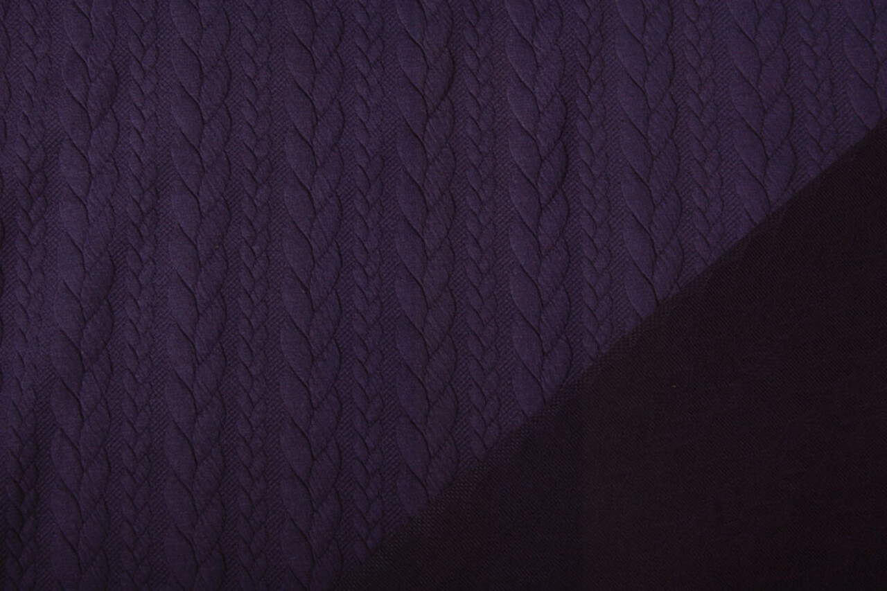 Tricoté Torsade Tissu Jersey Foncé Violet Tricoté Torsade Tissu Jersey Foncé Violet