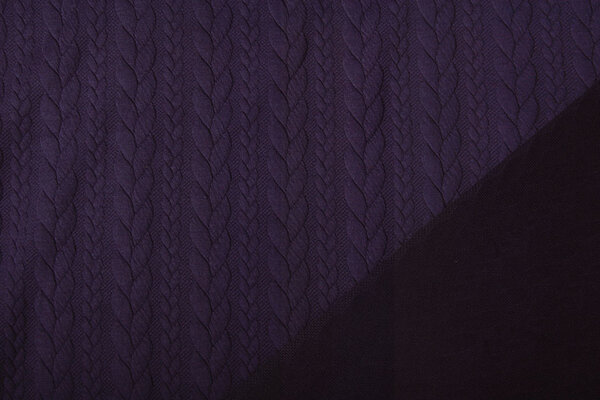 Knitted Cable Fabric Tricot Dark Purple