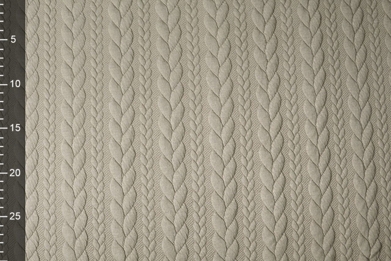 Knitted Cable Fabric Tricot Taupe