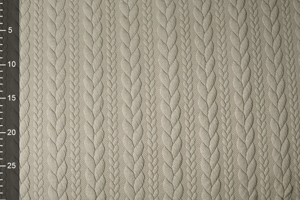 Knitted Cable Fabric Tricot Taupe