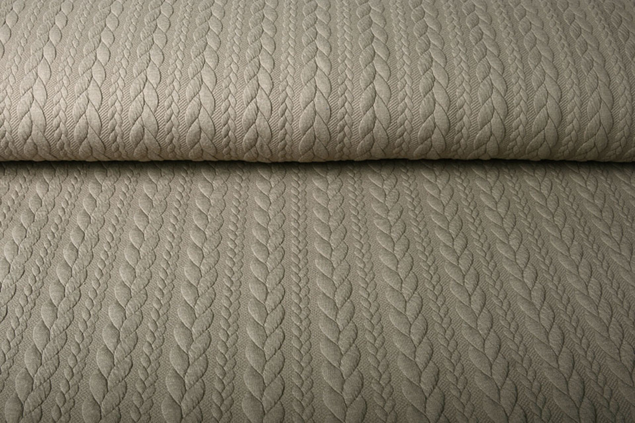 Knitted Cable Fabric Tricot Taupe