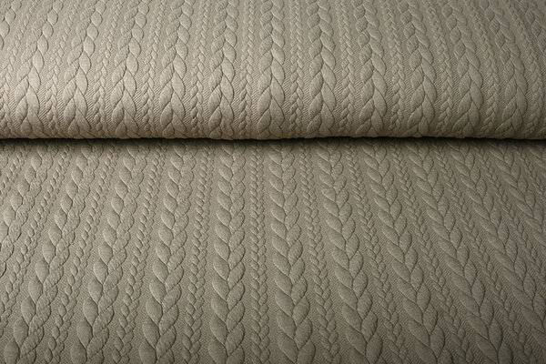 Knitted Cable Fabric Tricot Taupe