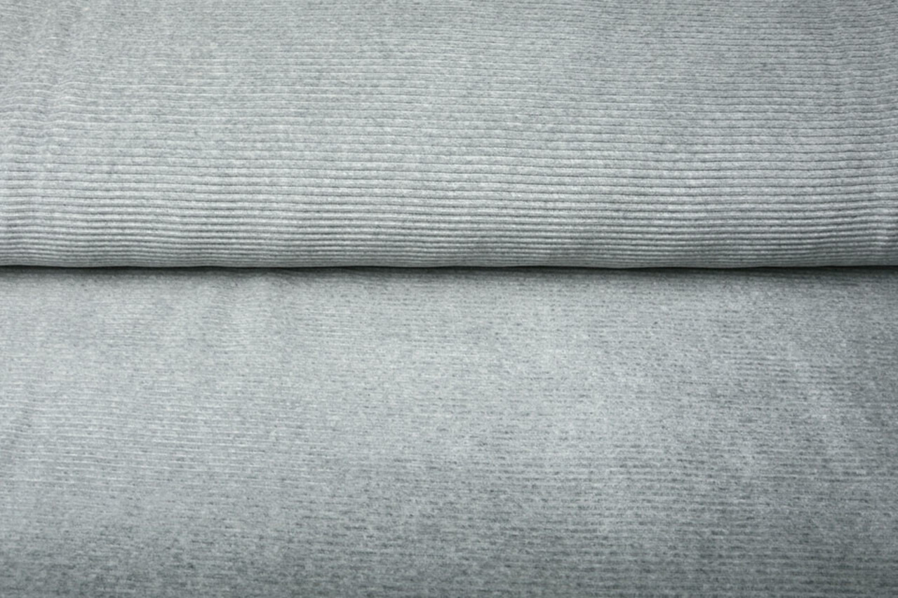 Coton Jersey Velours Côtelé Grand Côtelé Gris Clair Melange
