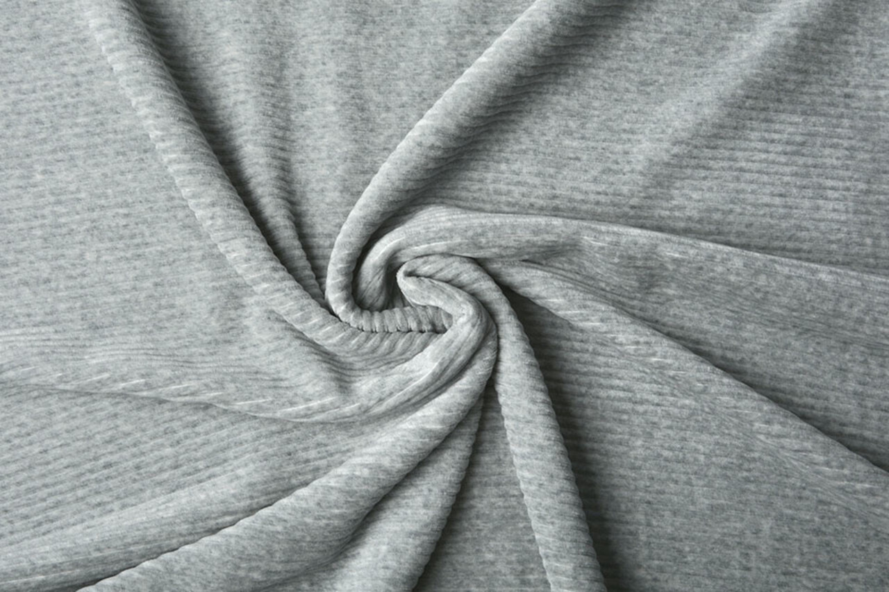 Cotton Jersey Corduroy Wide Light Grey Melange