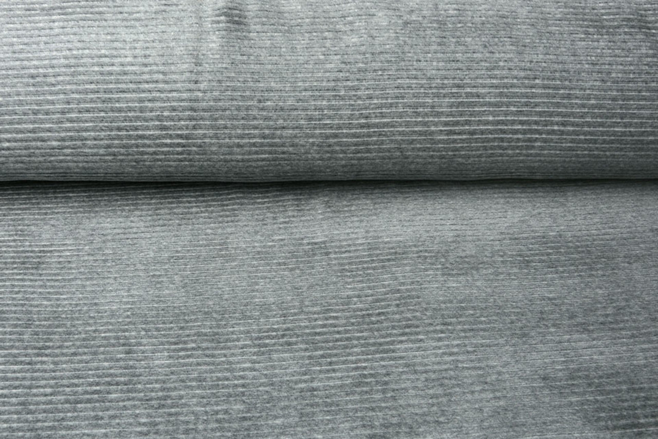Coton Jersey Velours Côtelé Grand Côtelé Gris Melange