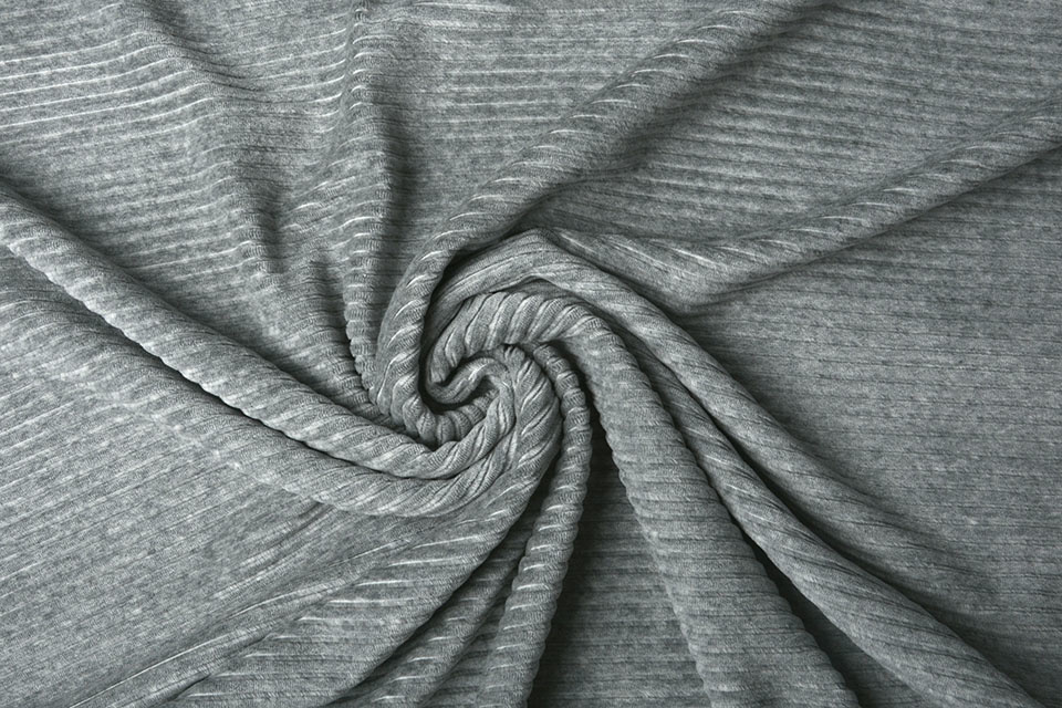 Ottoman Rib Jersey Fabric Light Grey Melange