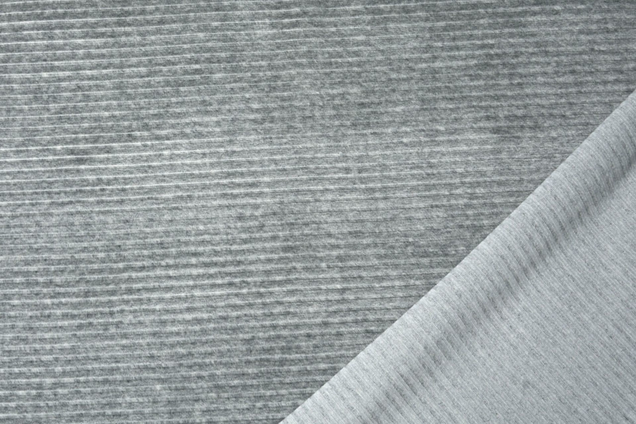 Katoenen Tricot  Corduroy Brede Rib Grijs Melange Katoenen Tricot  Corduroy Brede Rib Grijs Melange