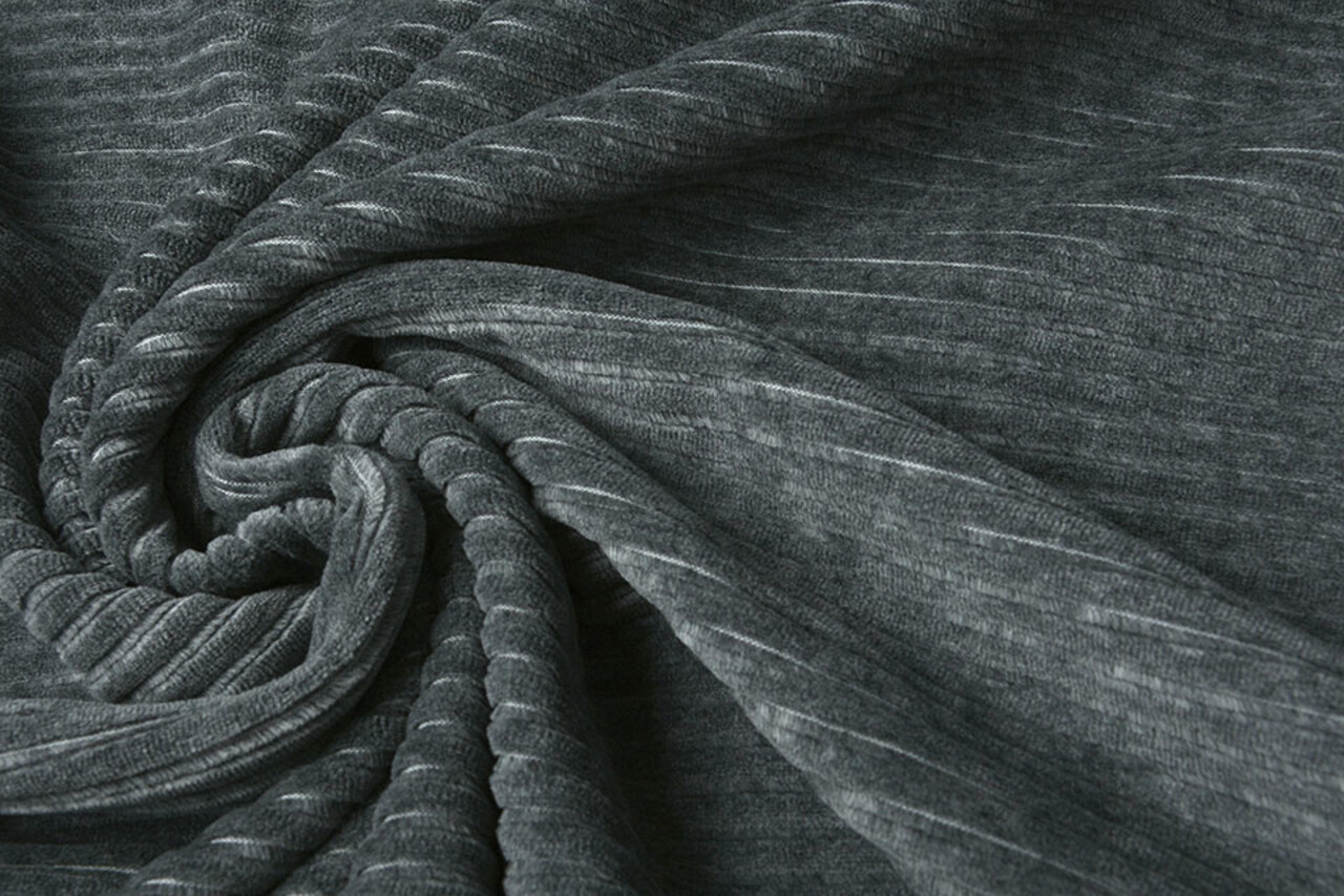 Algodón Punto Pana Ancha Canalé Gris Oscuro Jaspeado Algodón Punto Pana Ancha Canalé Gris Oscuro Jaspeado