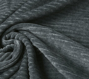 Katoenen Tricot  Corduroy Brede Rib Donker Grijs Melange Katoenen Tricot  Corduroy Brede Rib Donker Grijs Melange