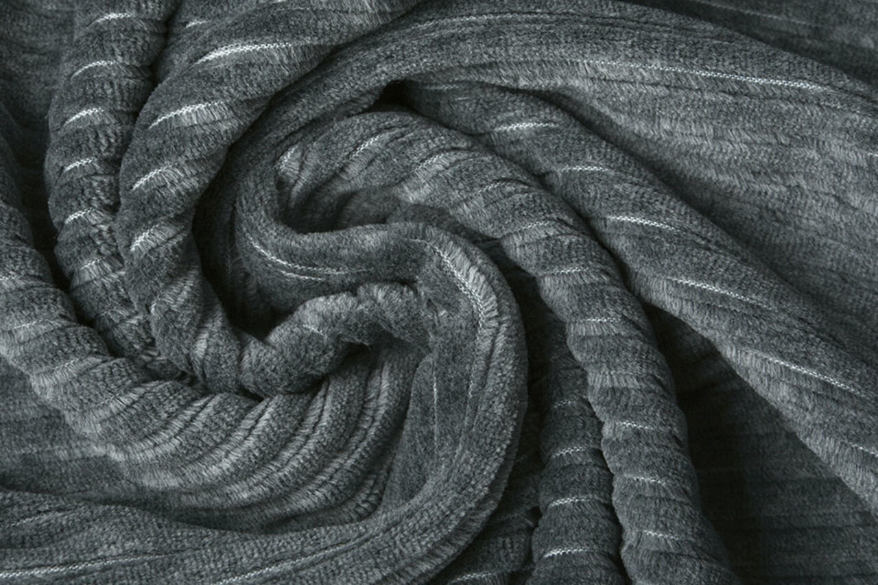 Katoenen Tricot  Corduroy Brede Rib Donker Grijs Melange Katoenen Tricot  Corduroy Brede Rib Donker Grijs Melange