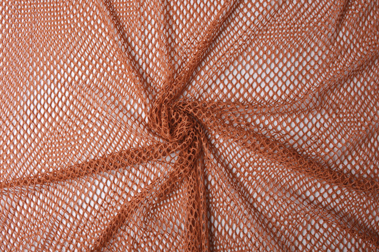 Jersey Gaze Stoff Glitzer Orange Brique