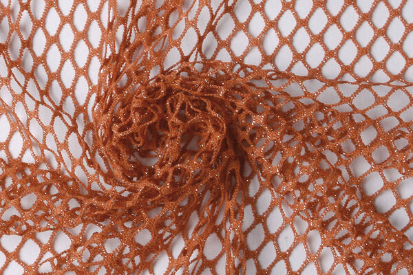 Jersey Rete Tessuto Glitter Arancione Mattone Jersey Rete Tessuto Glitter Arancione Mattone