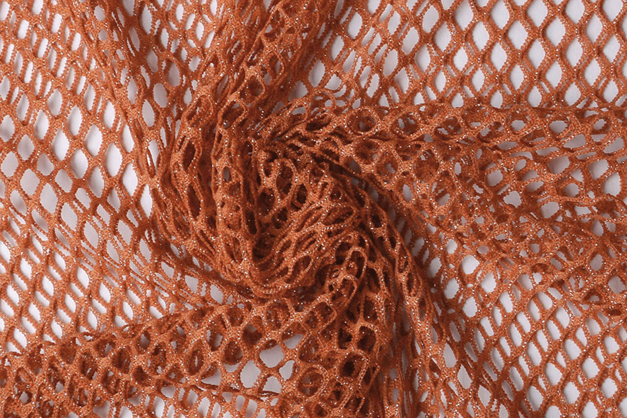 Jersey Gaze Stoff Glitzer Orange Brique