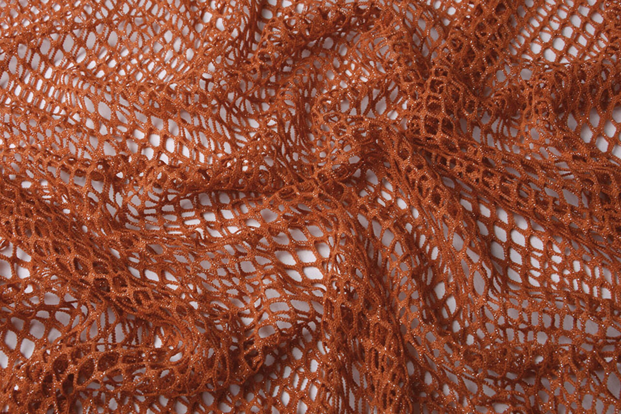 Jersey Gaze Stoff Glitzer Orange Brique