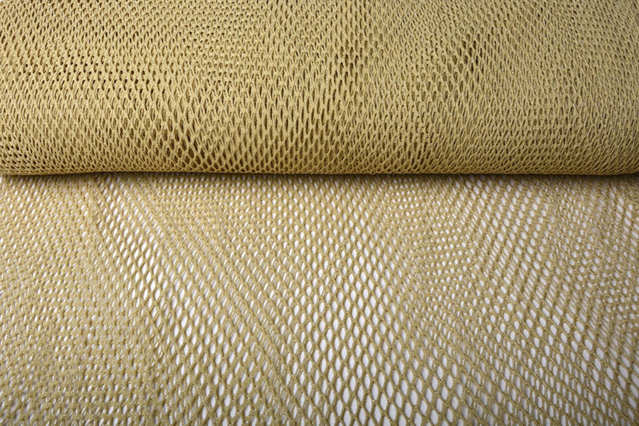 Jersey Malla Tela Purpurina Dorado Claro