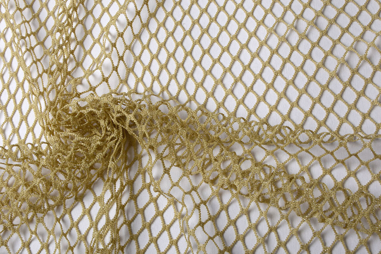 Jersey Malla Tela Purpurina Dorado Claro