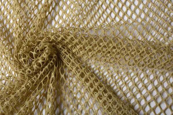 Jersey Malla Tela Purpurina Dorado Claro
