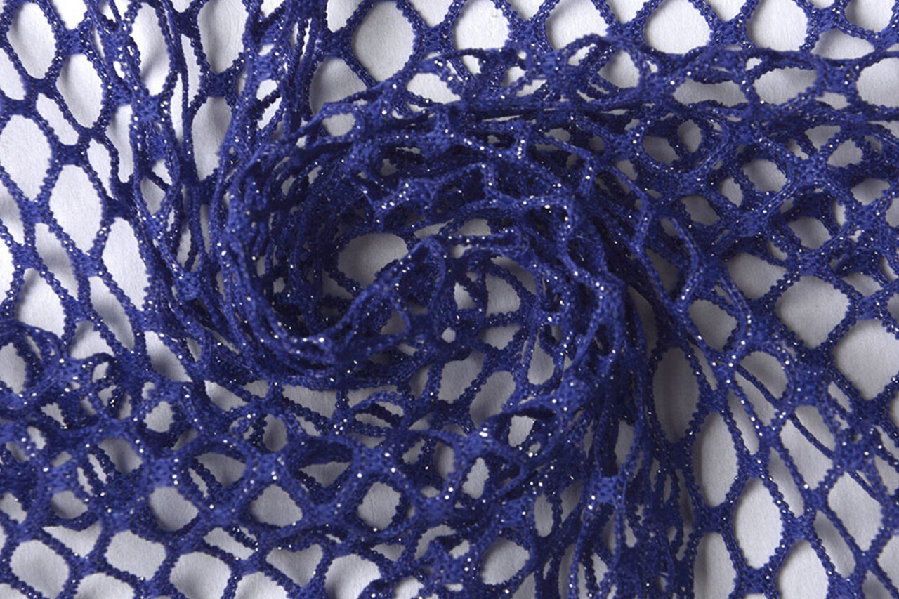 Jersey Rete Tessuto Glitter Viola Blu Jersey Rete Tessuto Glitter Viola Blu