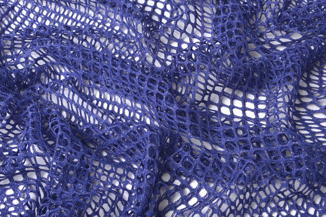 Jersey Rete Tessuto Glitter Viola Blu Jersey Rete Tessuto Glitter Viola Blu