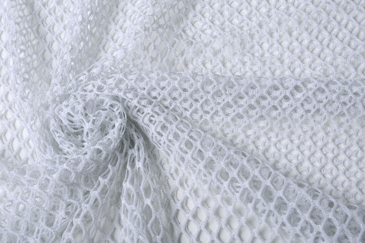 Jersey Rete Tessuto Glitter Bianco Jersey Rete Tessuto Glitter Bianco