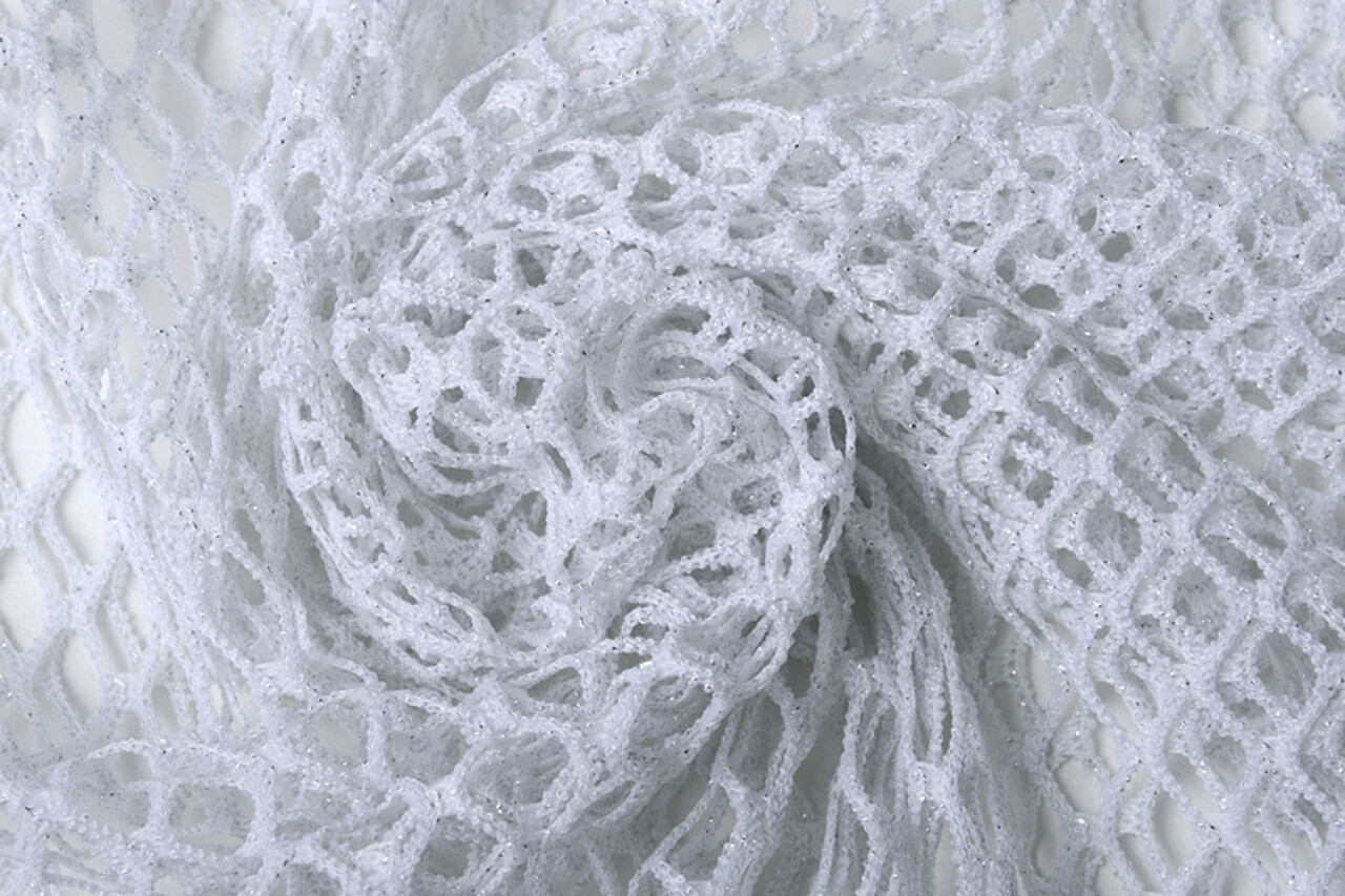Jersey Gauze Fabric Glitter White