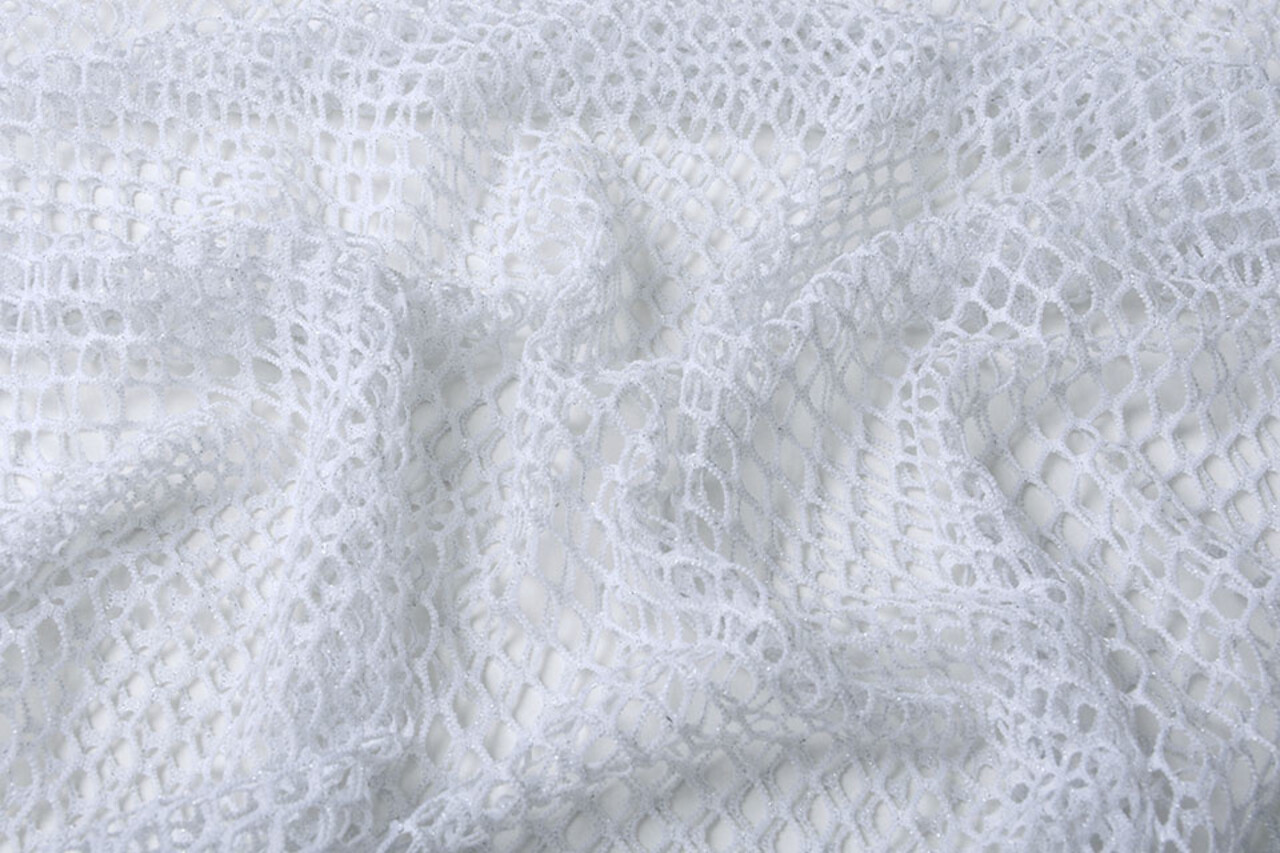 Jersey Gauze Fabric Glitter White