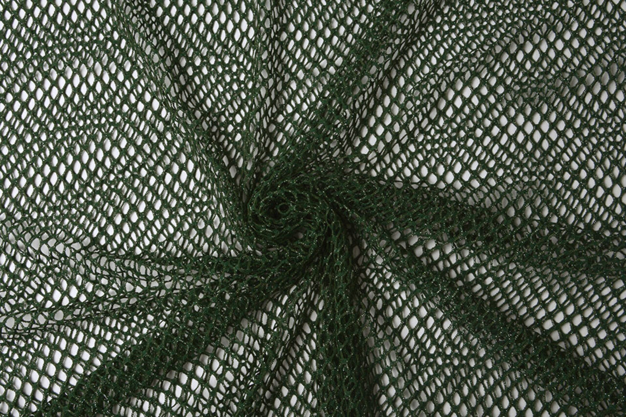 Jersey Rete Tessuto Glitter Verde Scuro Jersey Rete Tessuto Glitter Verde Scuro