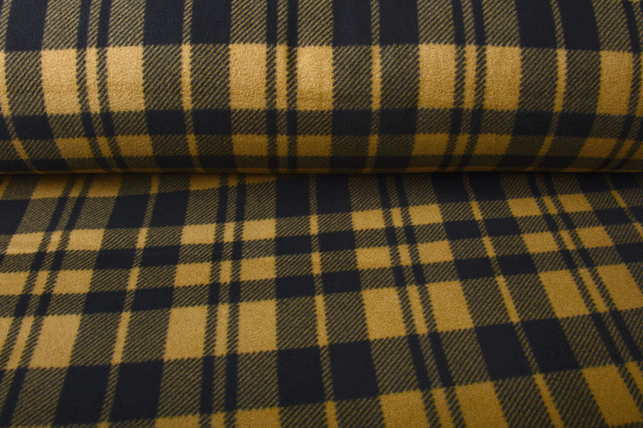 Oeko-Tex® Polaire Imprimée à Carreaux Moutarde Marron Oeko-Tex® Polaire Imprimée à Carreaux Moutarde Marron