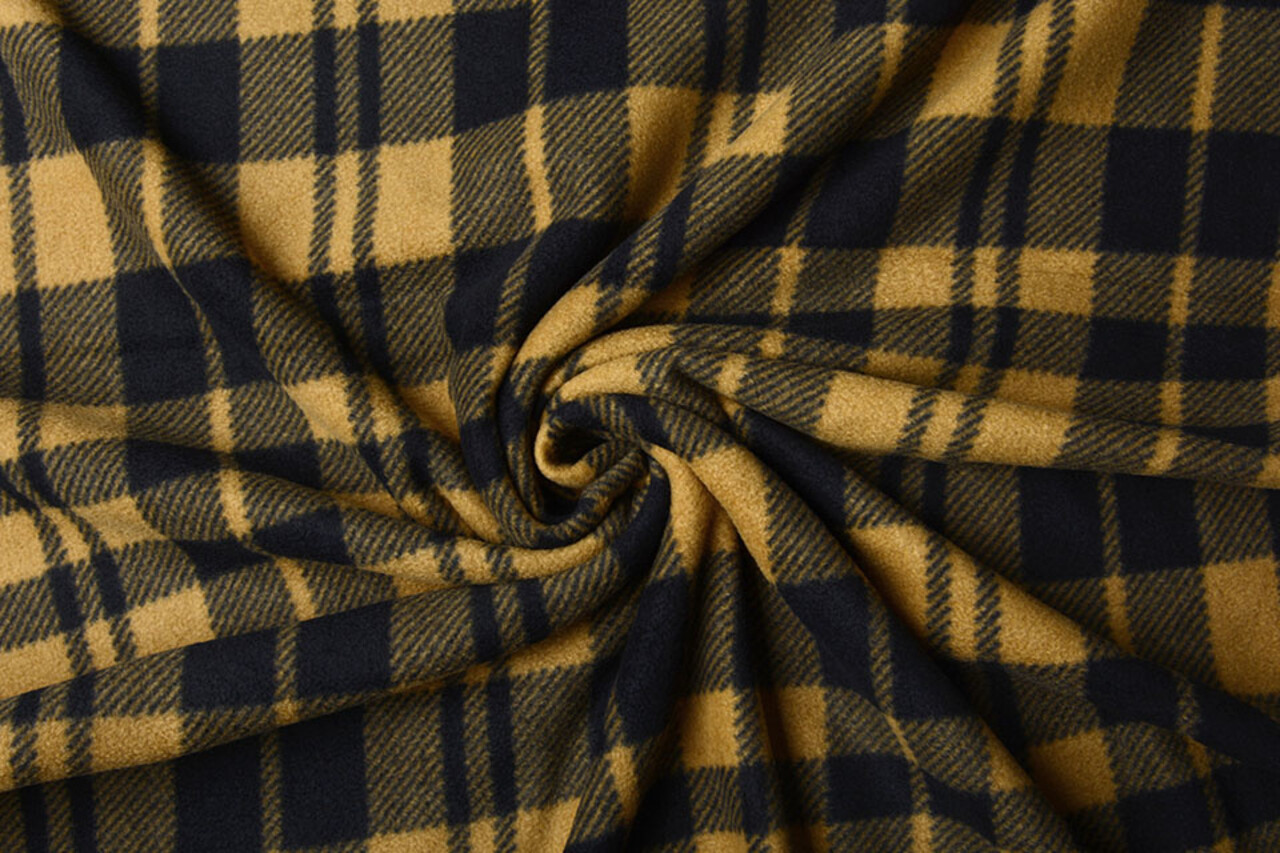 Oeko-Tex® Bedruckte Polar Kariert Senfbraun Oeko-Tex® Bedruckte Polar Kariert Senfbraun