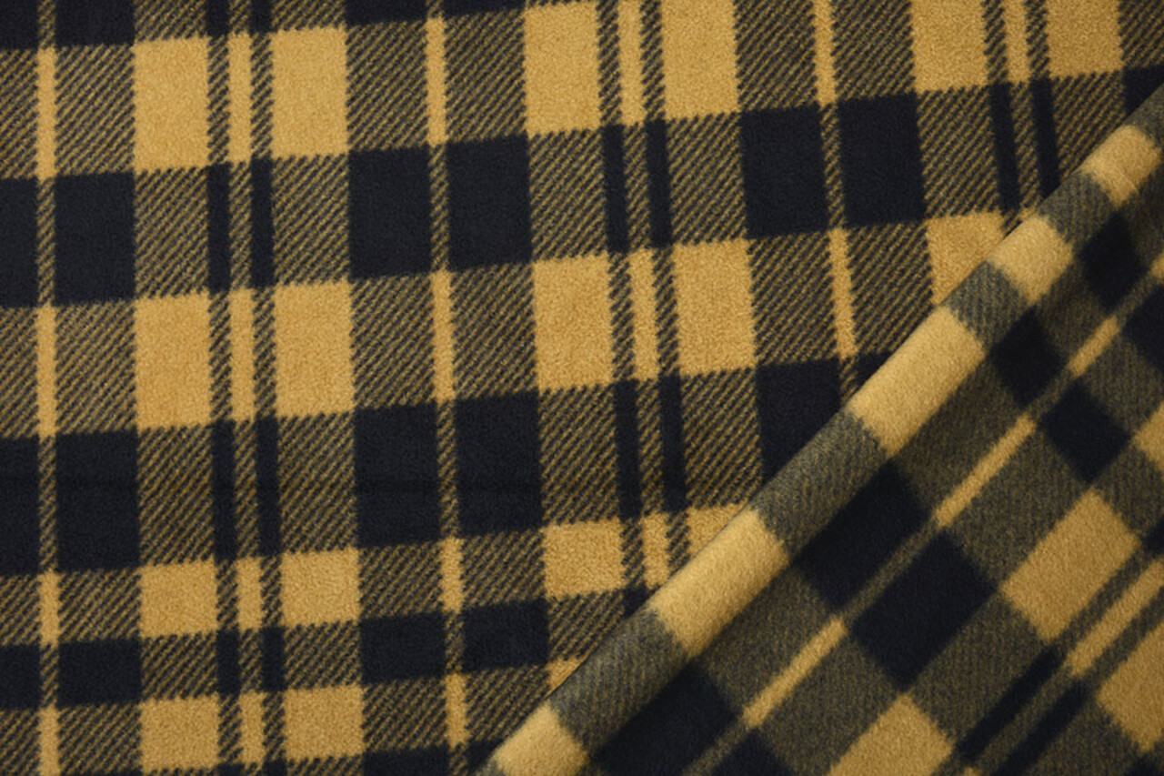 Oeko-Tex®  Estampada Polar a Cuadros Mostaza Marrón