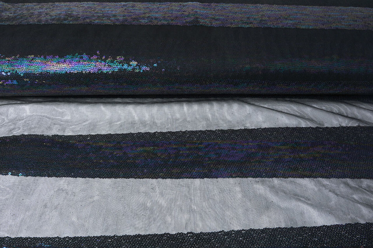 Mesh Embroidered  Sequins Stripes Multi 1