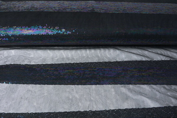 Mesh Embroidered  Sequins Stripes Multi 1