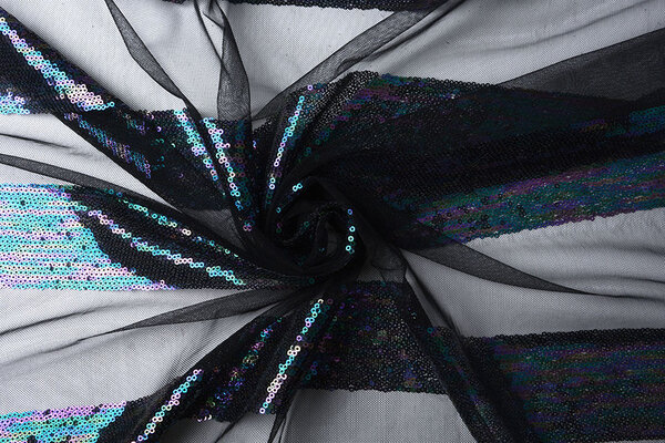 Mesh Embroidered  Sequins Stripes Multi 1