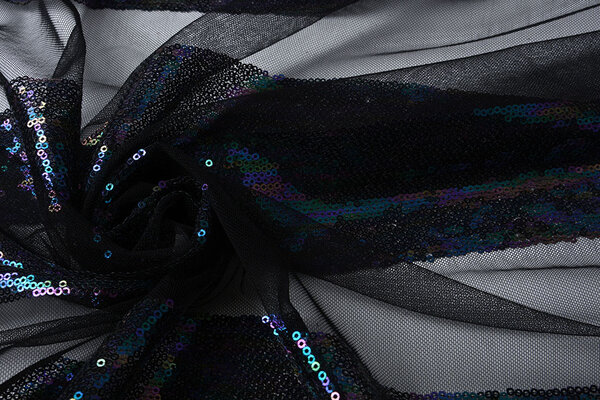 Mesh Ricamato Paillettes Righe Multicolore 1 Mesh Ricamato Paillettes Righe Multicolore 1