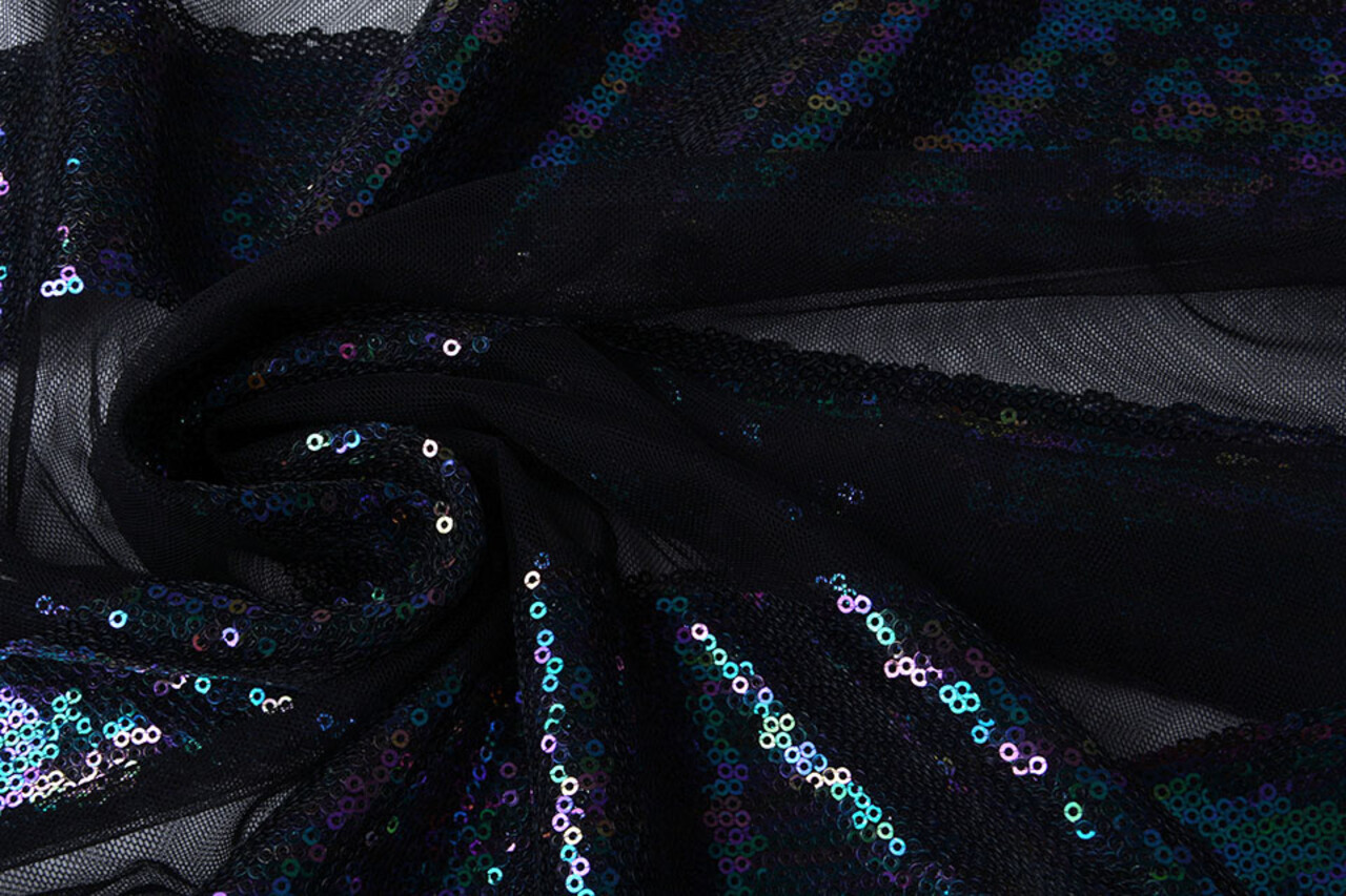 Mesh Ricamato Paillettes Righe Multicolore 1 Mesh Ricamato Paillettes Righe Multicolore 1