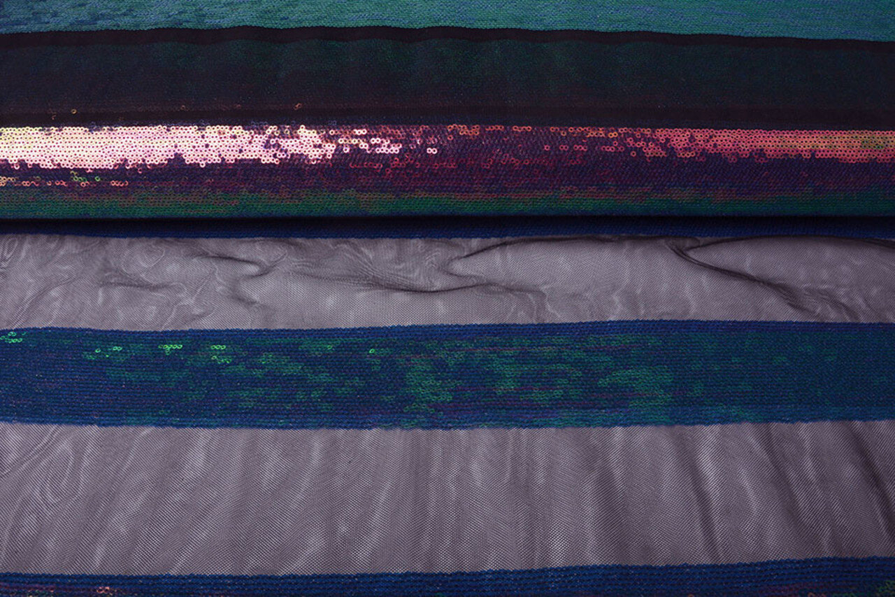 Mesh Embroidered  Sequins Stripes Multi 2