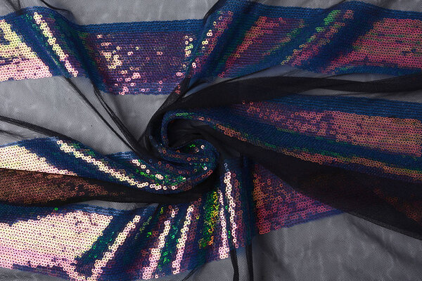 Malla Bordada con Lentejuelas Rayas Multi 2 Malla Bordada con Lentejuelas Rayas Multi 2