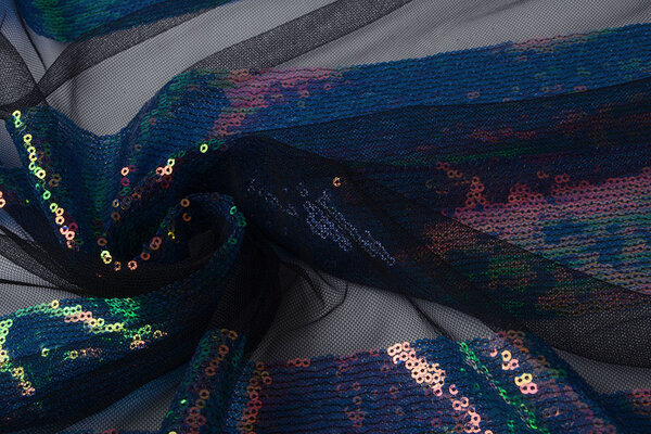 Mesh Ricamato Paillettes Righe Multicolore 2 Mesh Ricamato Paillettes Righe Multicolore 2