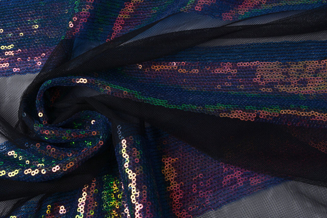 Mesh Embroidered  Sequins Stripes Multi 2