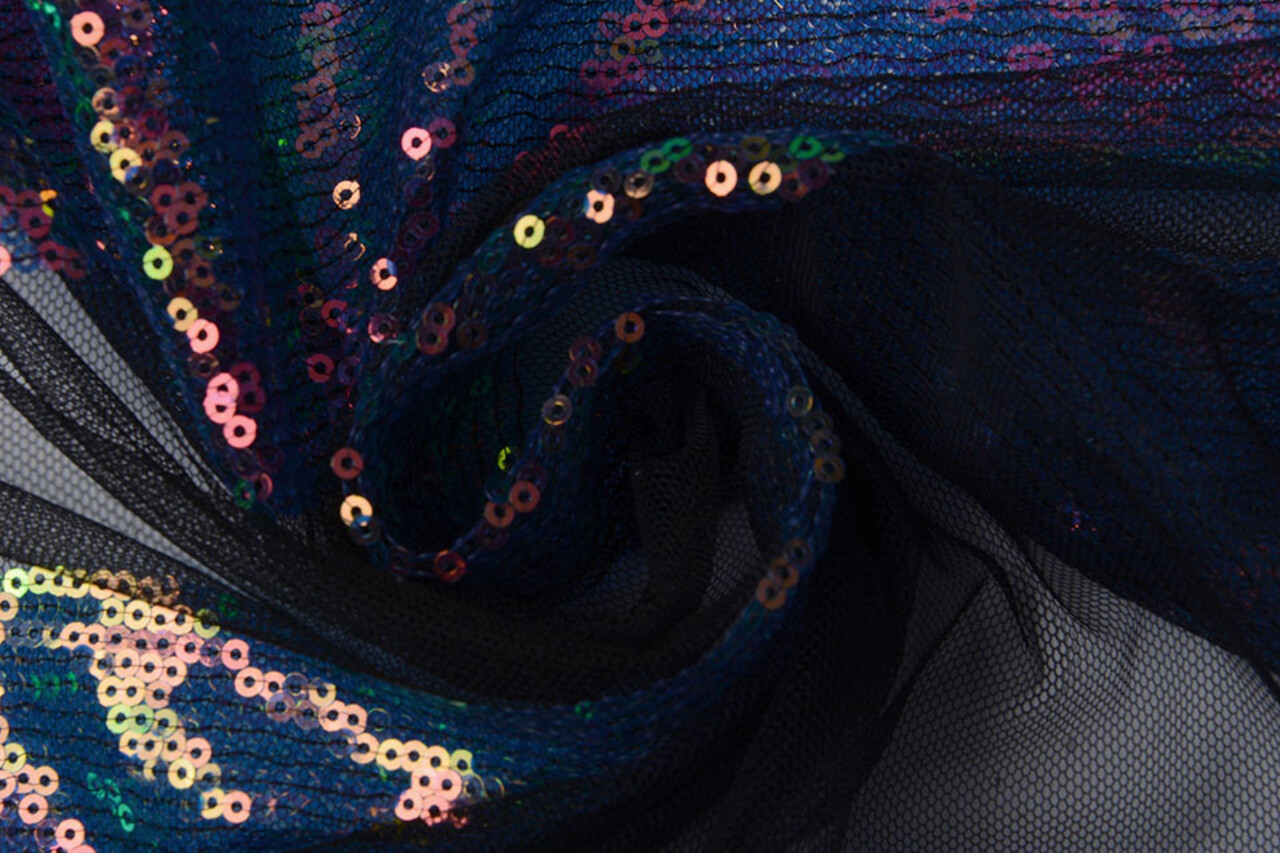 Netz Bestickt Pailletten Streifen Multi 2